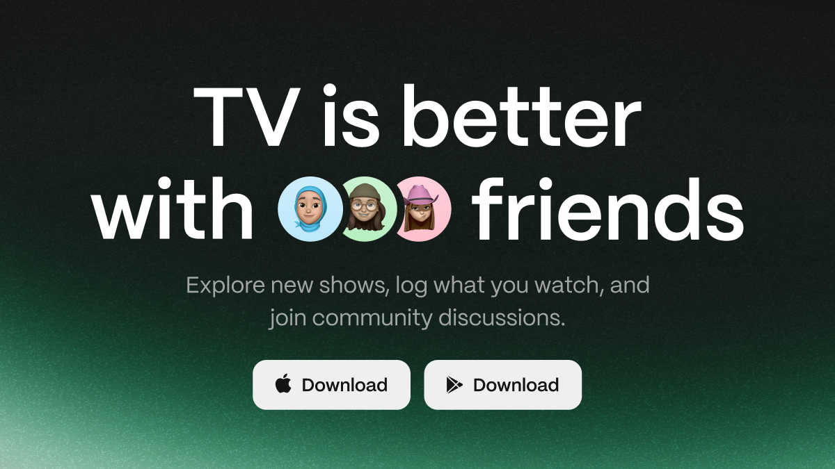 The new website header, reading "TV is better with friends".